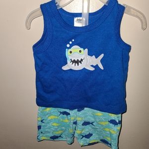 Shark summer baby boys 2 piece outfit